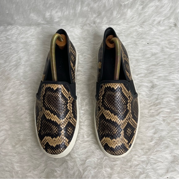 VINCE Slip On Loafer Sneaker 7 Leather Animal Print Snake - Picture 4 of 15